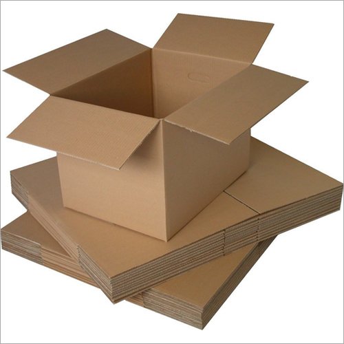 Stacked brown paper corrugated boxes